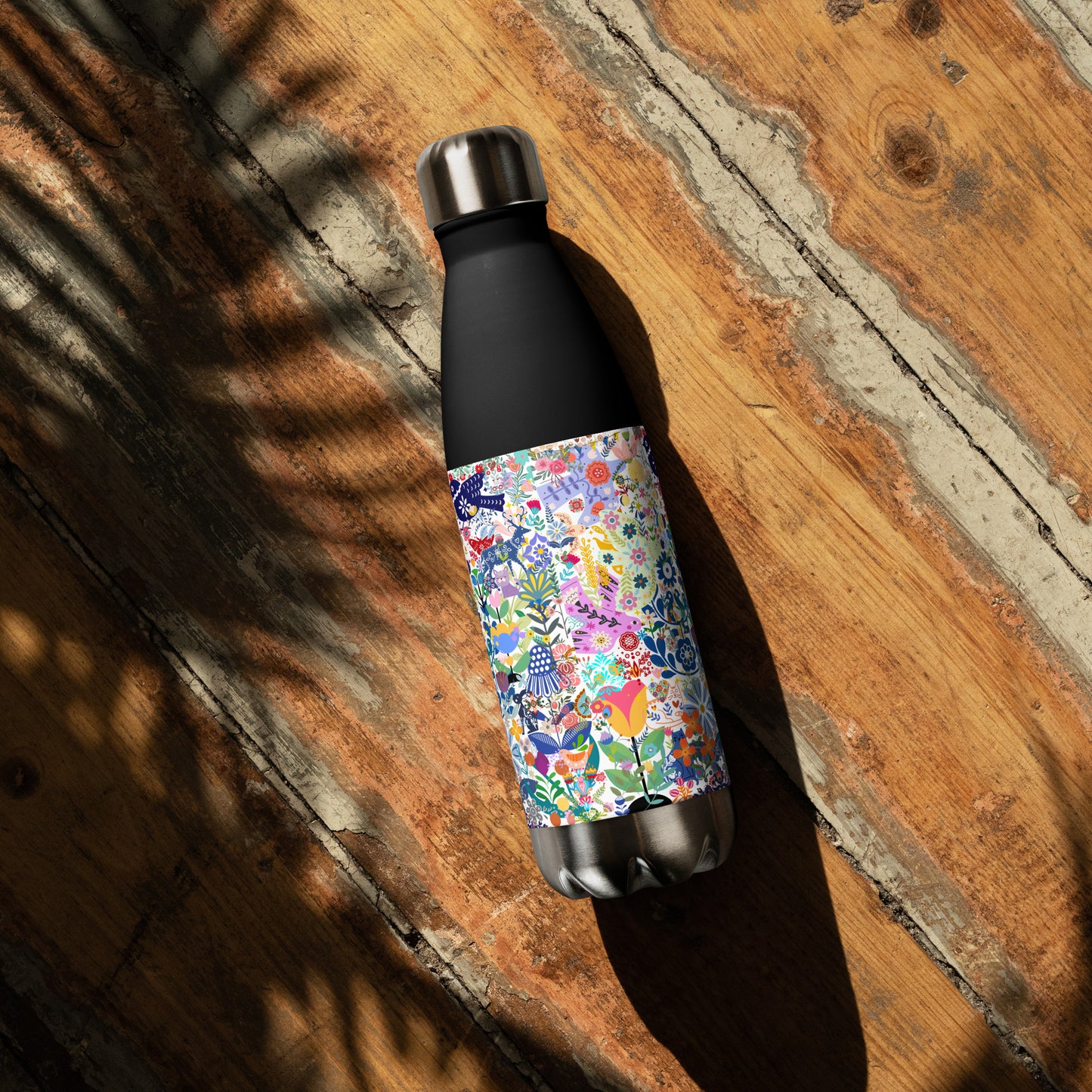 Whimsical Garden Mosaic - Stainless steel water bottle ~ Sharon Dawn Collection