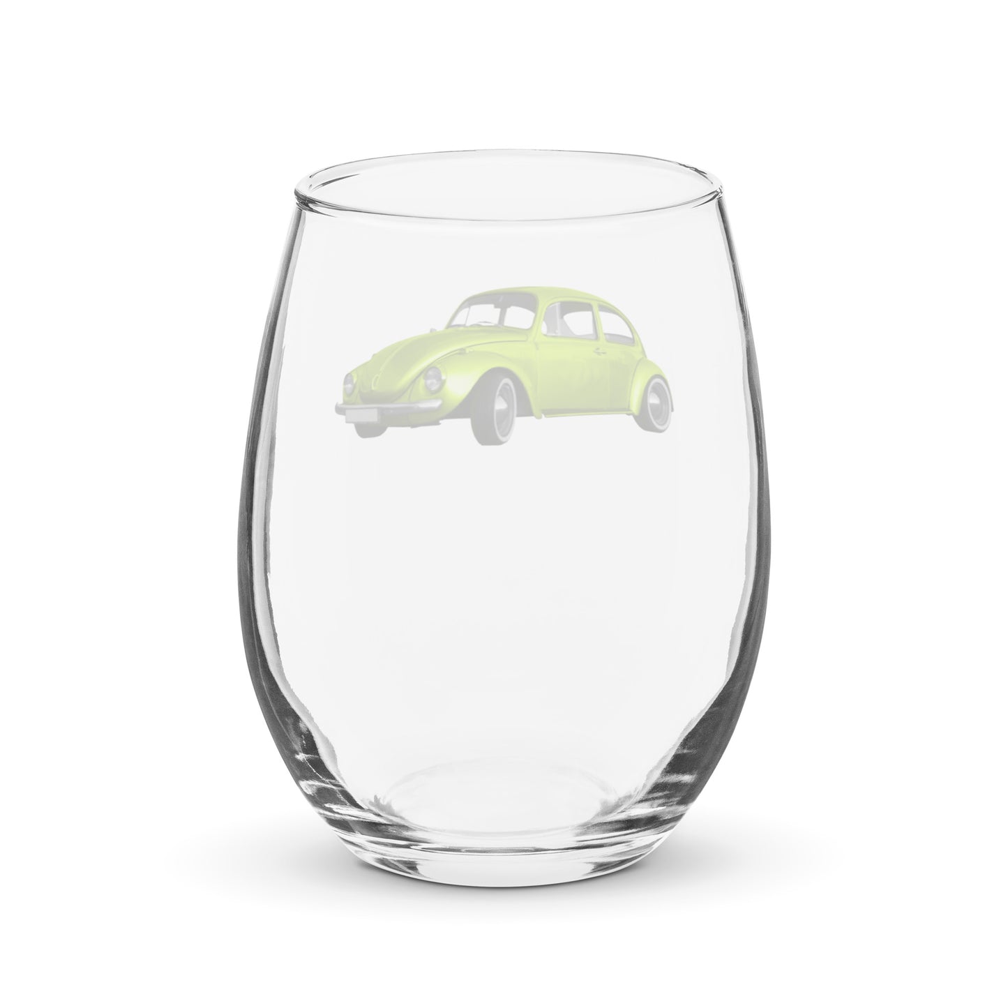 Vintage Green Beetle Car - Stemless wine glass - Sharon Dawn Collection