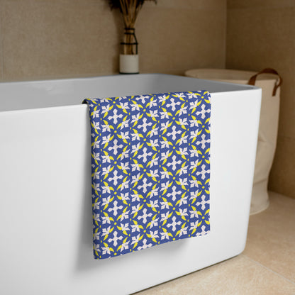 Blue & Yellow Patterned Towel - 30" x 60" - Terry Fabric - (Sale Price: $60.99 CAD)