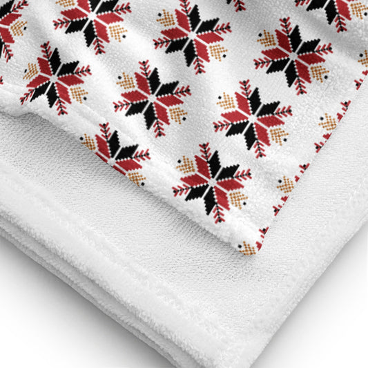 Red & Black Embroidery Print - Towel ~ Sharon Dawn Collection