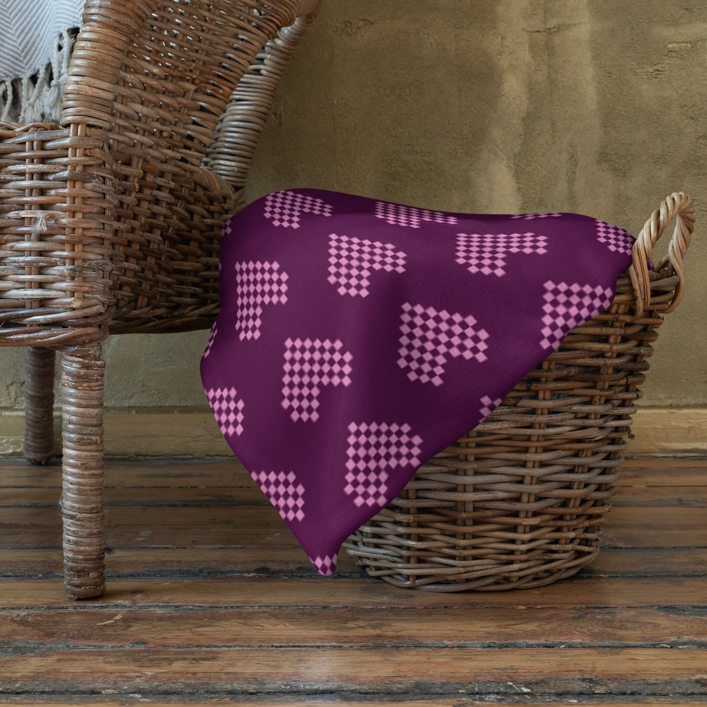 Pink Heart Purple Background - Throw Blanket ~ Sharon Dawn Collection (Sale Price: $54.40 CAD)