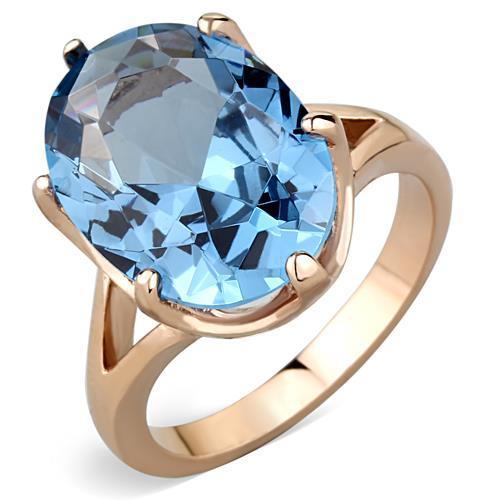 London Blue Synthetic Stone with Rose Gold (Ion Plating) Stainless Steel Ring