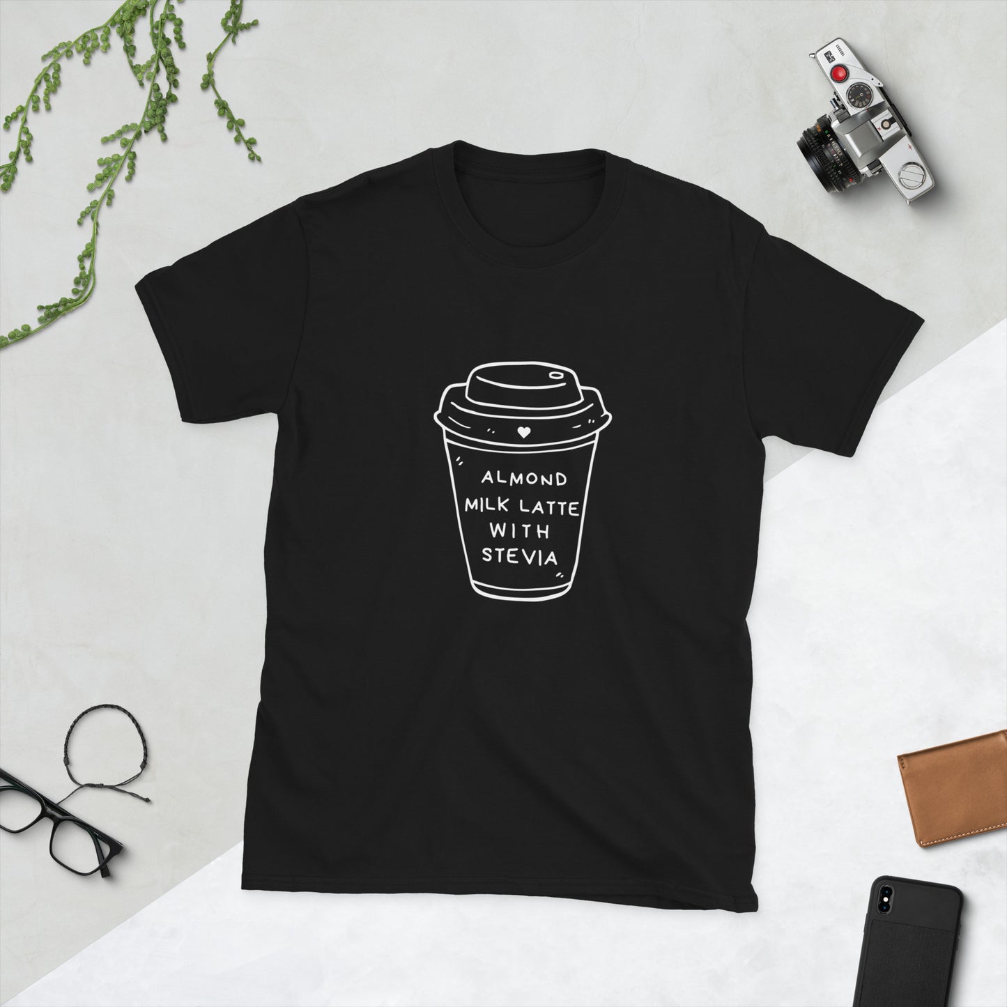 Almond Milk Latte with Stevia - Short-Sleeve Unisex T-Shirt ~ Sharon Dawn Collection (Sale Price: $44.20 CAD)