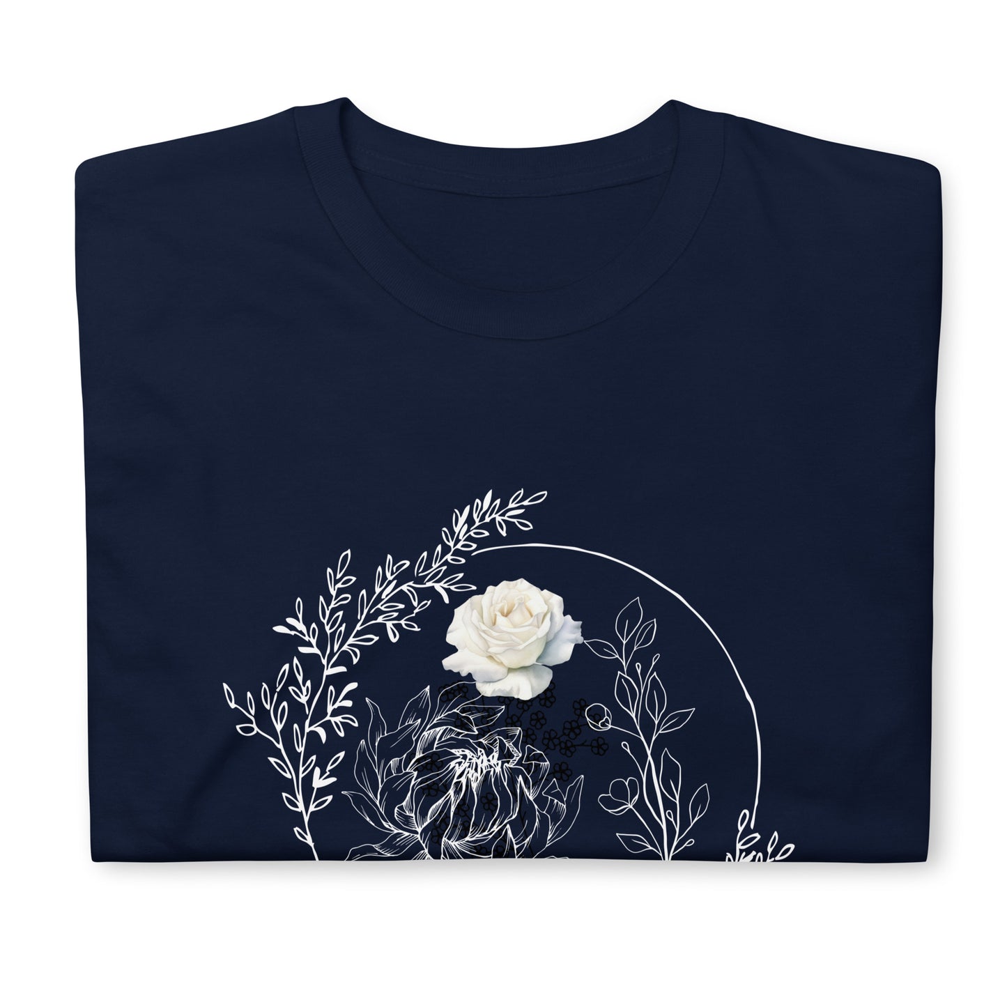 Floral White Line - Short-Sleeve Unisex T-Shirt ~ Sharon Dawn Collection (Sale Price: $40.77 CAD)