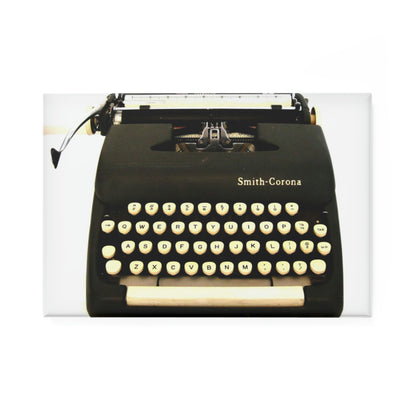 Grey Vintage Typewriter - Button Magnet, Rectangle ~ Sharon Dawn Collection