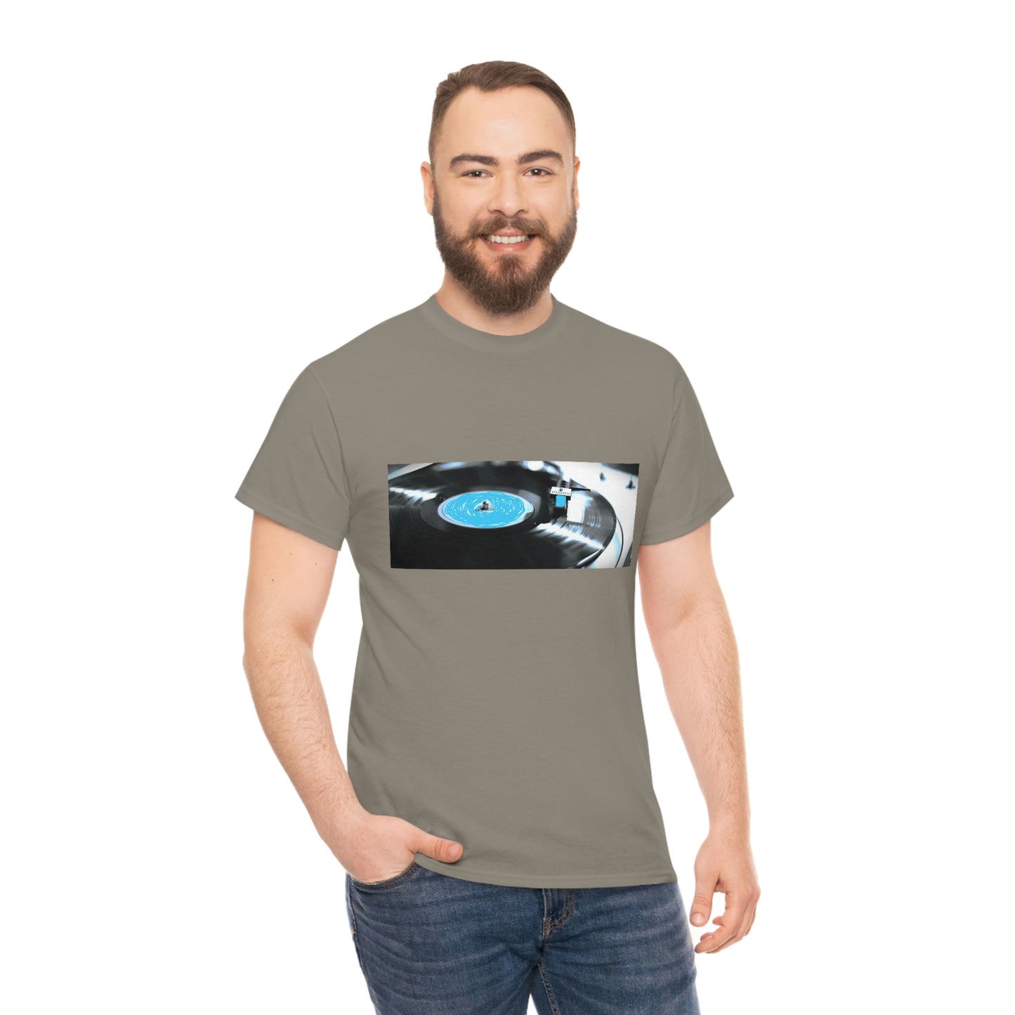 Blue Record & Record Player - Unisex Heavy Cotton T-shirt