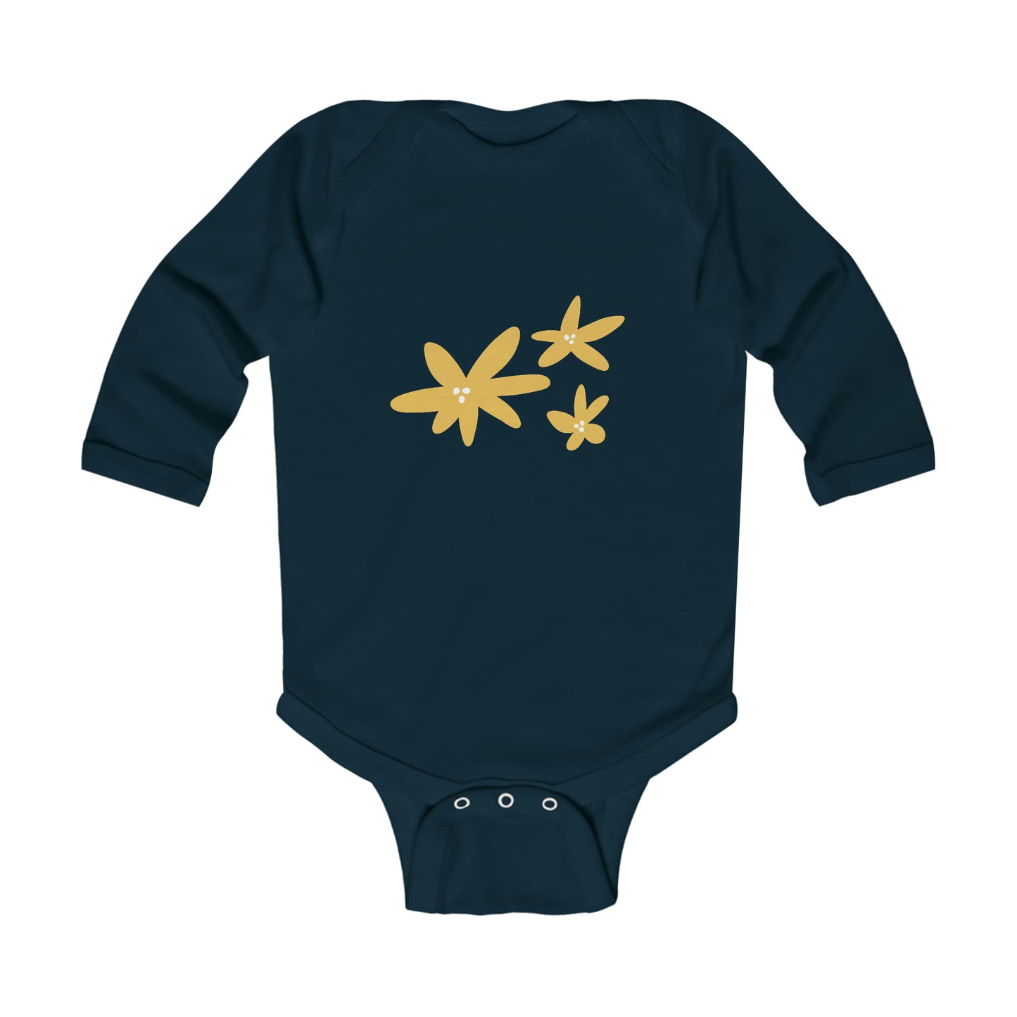 Three Yellow Flowers - Infant Long Sleeve Bodysuit ~ Sharon Dawn Collection