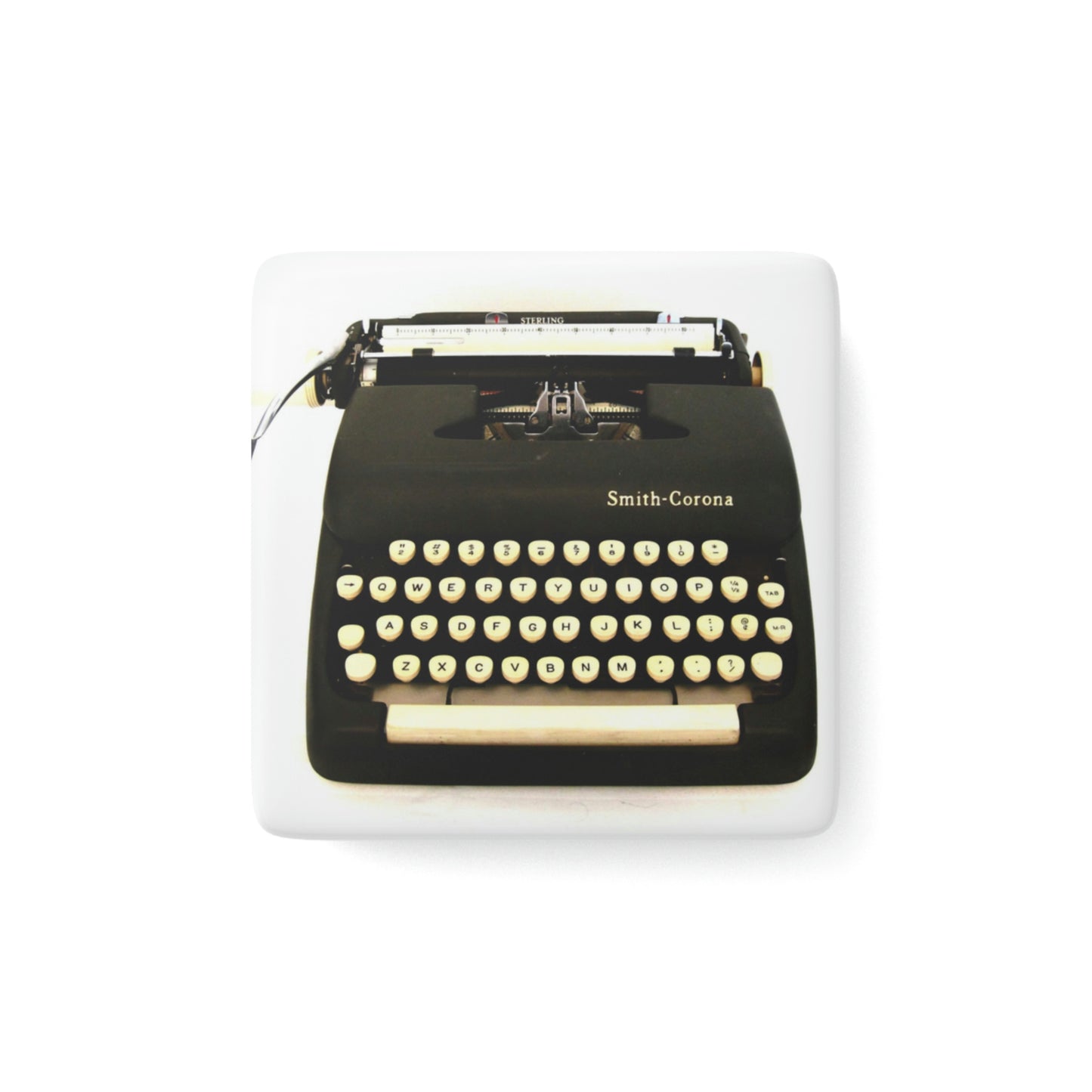 Grey Vintage Typewriter - Porcelain Magnet, Square ~ Sharon Dawn Collection - Limited Edition