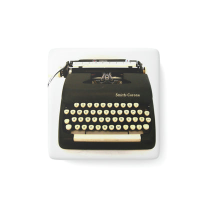Grey Vintage Typewriter - Porcelain Magnet, Square ~ Sharon Dawn Collection - Limited Edition