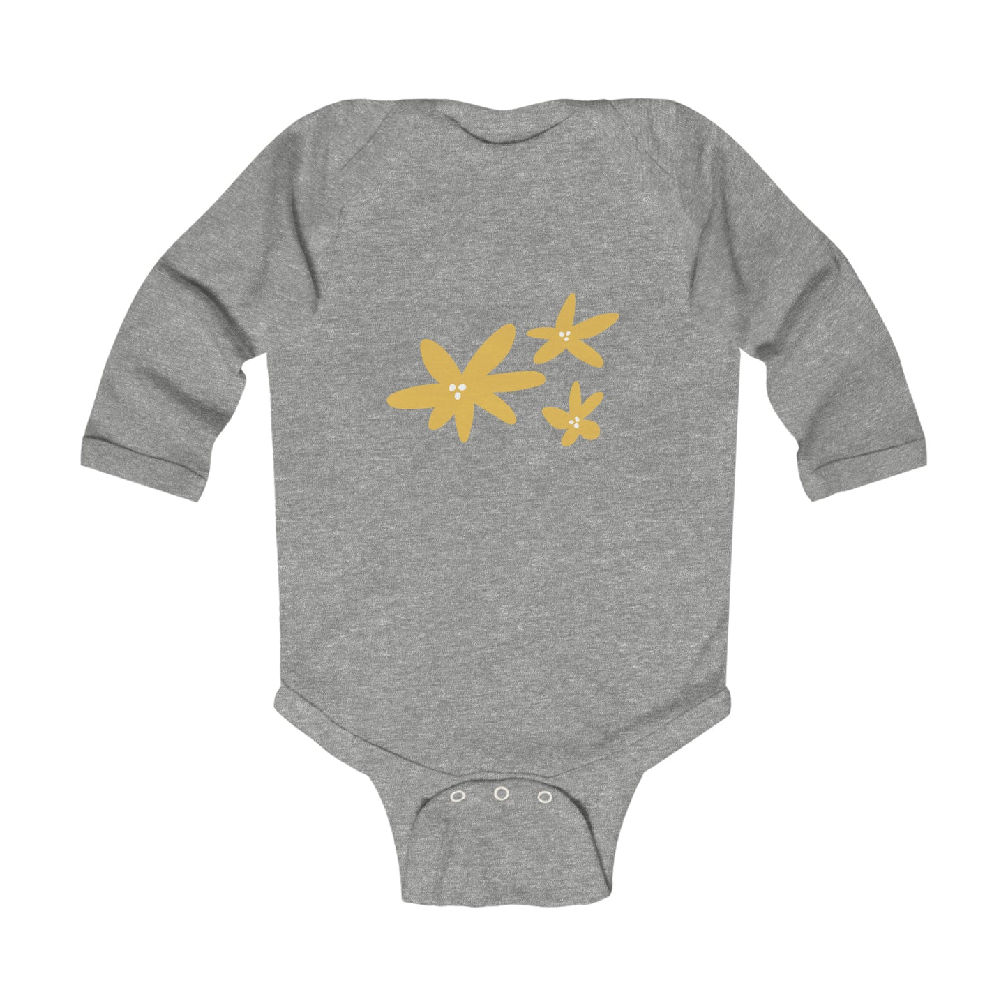 Three Yellow Flowers - Infant Long Sleeve Bodysuit ~ Sharon Dawn Collection