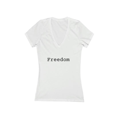 Women's Freedom Jersey Short Sleeve Deep V-Neck Tee - Sharon Dawn Collection