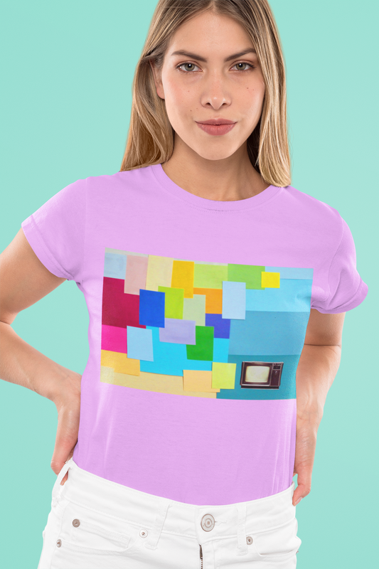 Technicolour TV - Women's Midweight Cotton Tee ~ Sharon Dawn Collection